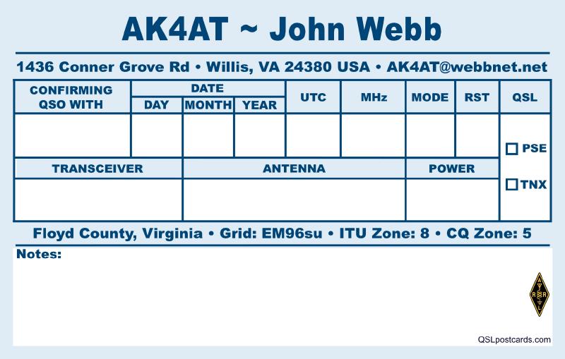 QSL Card                  Back